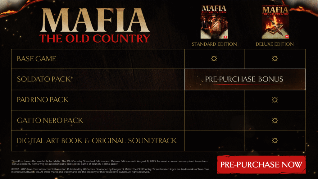 MAFIA: THE OLD COUNTRY COMPARE EDITIONS