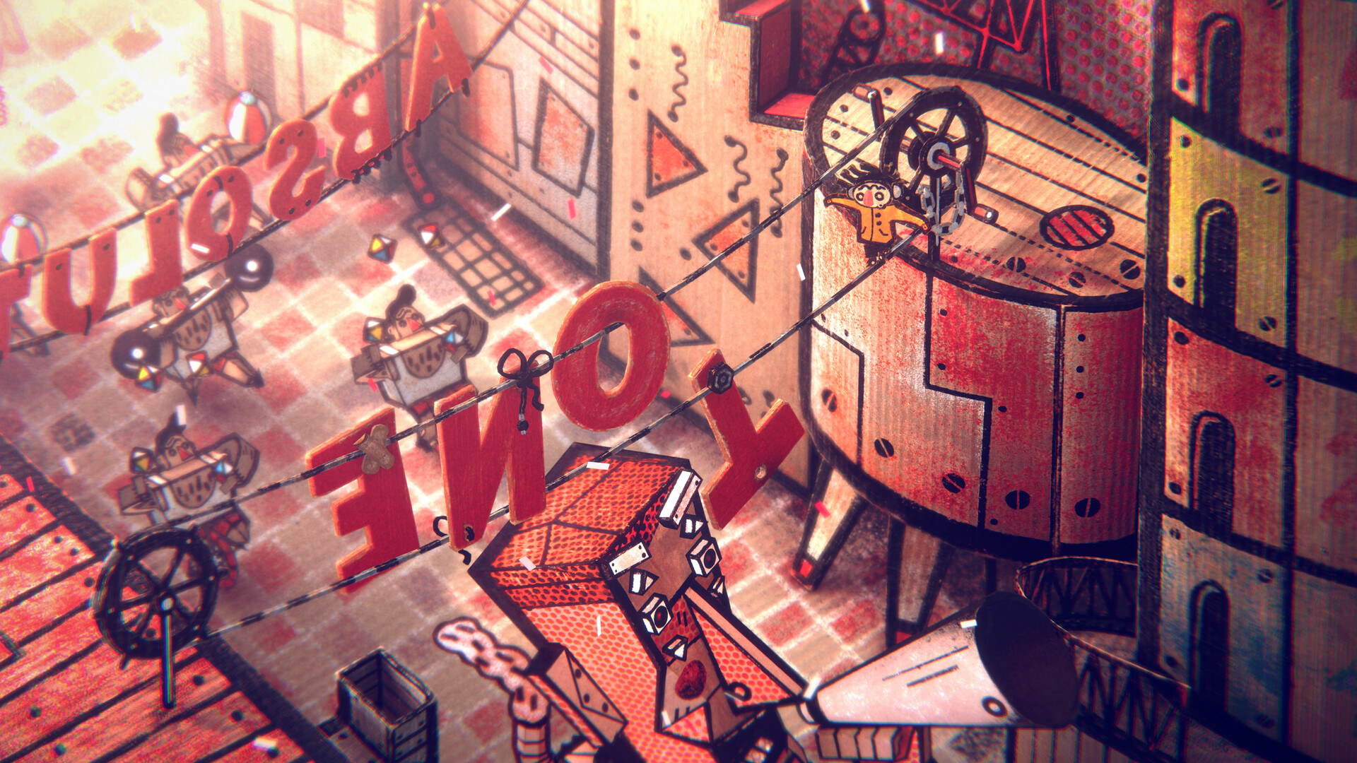 Phonopolis Felix character puzzle-box cardboard world interaction screenshot