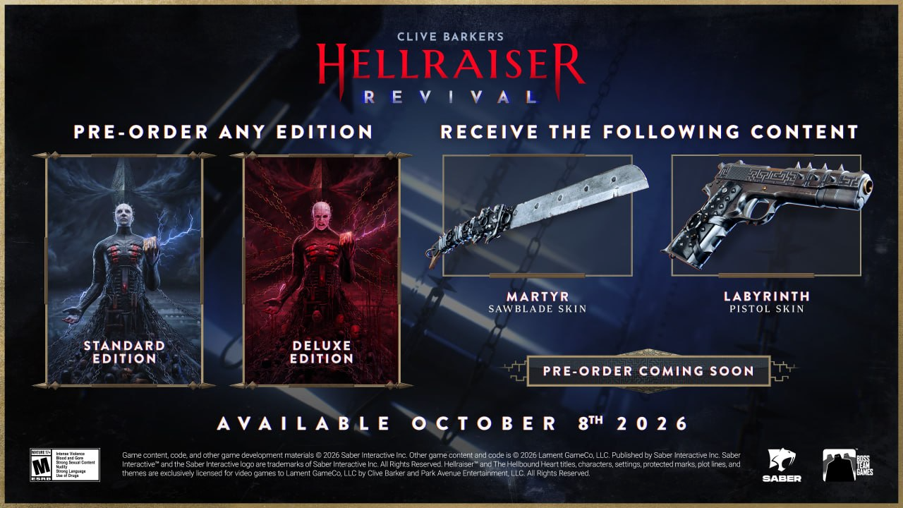 Clive Barker's Hellraiser Revival key art Pinhead October 2026