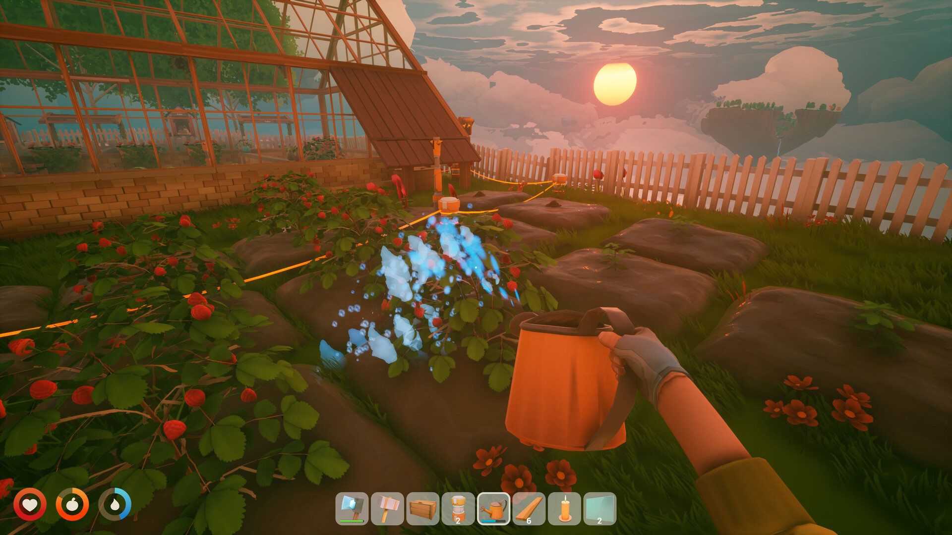Solarpunk base building home island decoration farming cozy survival crafting 2026