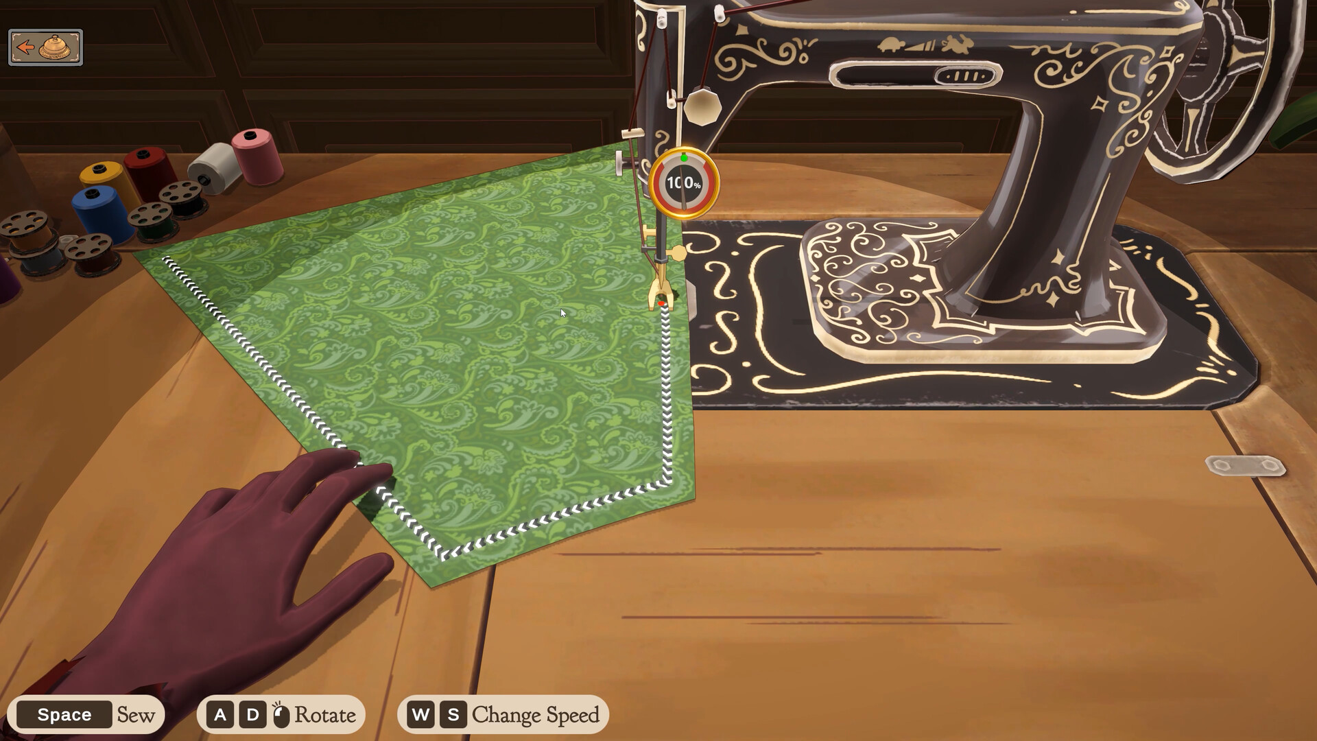 Dressmaker review — a finished custom dress on the mannequin in the dress shop