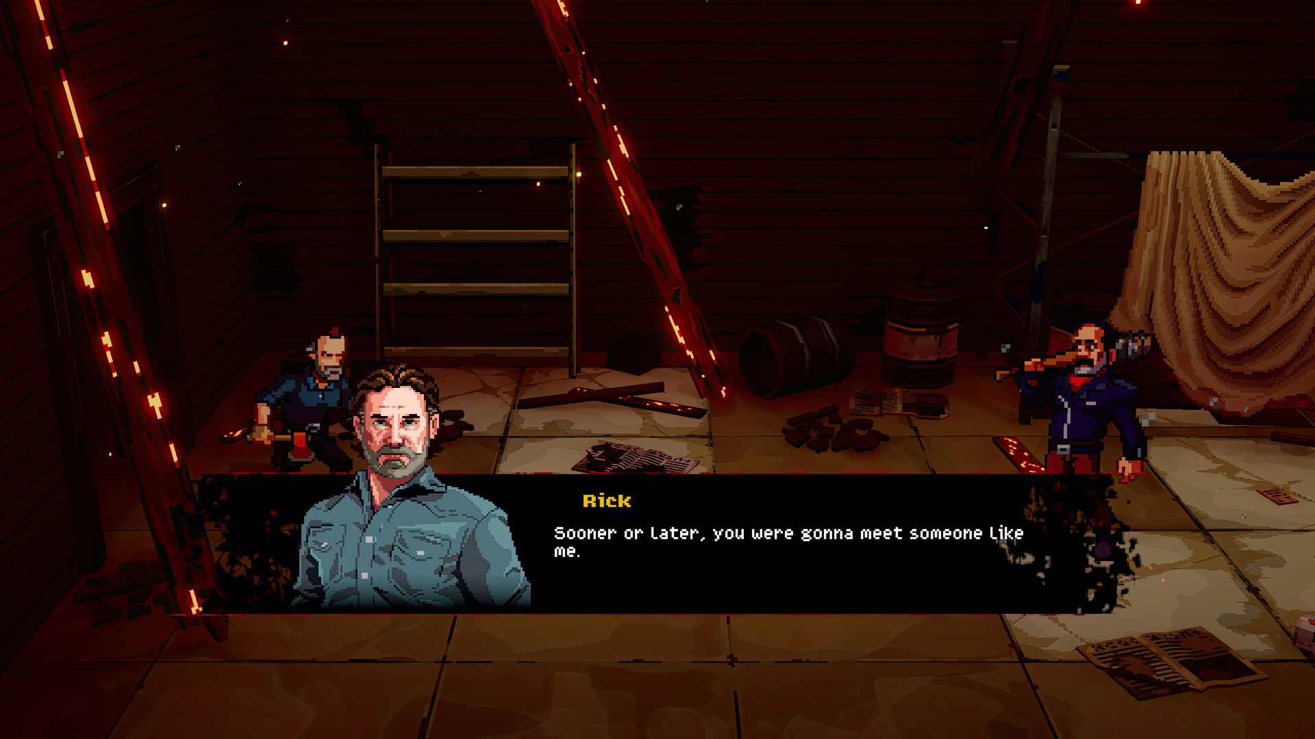 The Walking Dead: Streets of Survival review — Rick Grimes fighting through a walker horde in the side-scrolling brawler