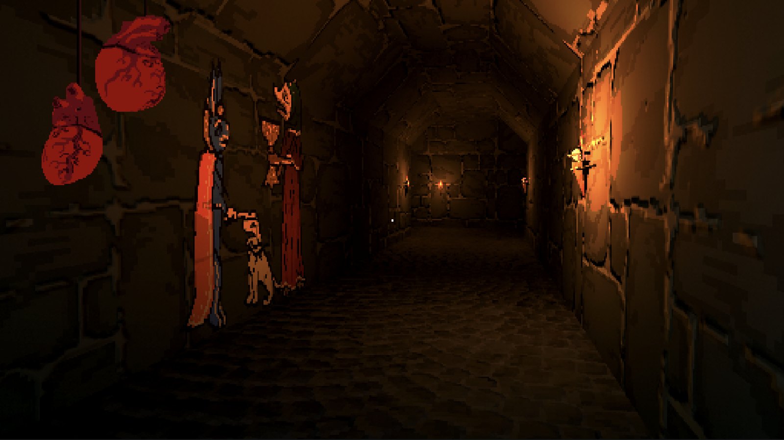 Ratacombs — a candlelit stone corridor in the game's Doom-style 2.5D