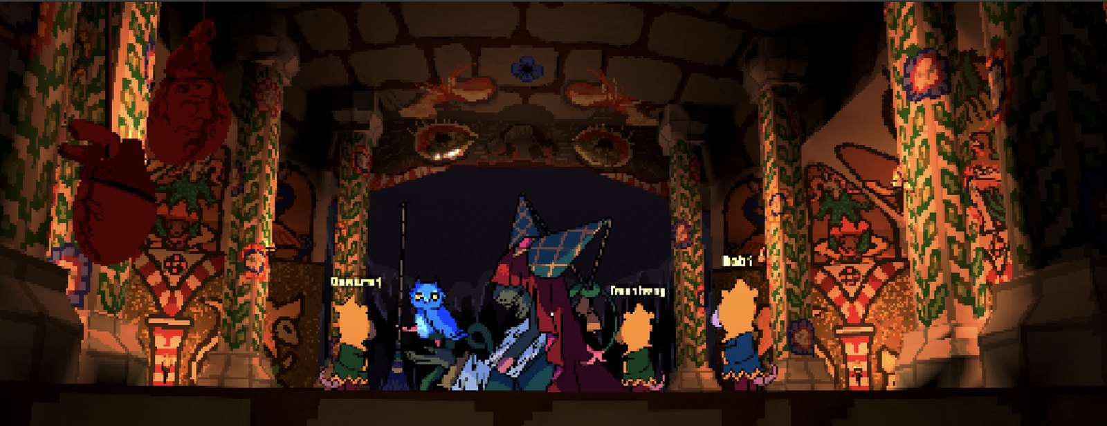 Ratacombs — cultist rats gather in the sacrificial chamber before the Madame and her blue owl familiar