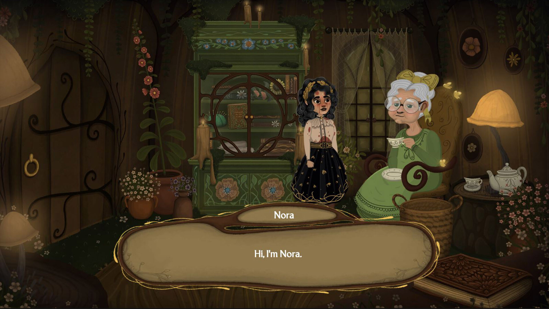 Allogloom review — Nora explores the hand-painted, fog-shrouded town of Gruesome Grove