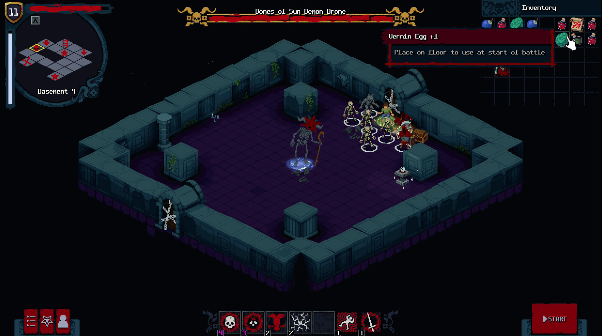 Bad House demo impressions — a tenant fighting demons and skeletons in the pixel-art basement