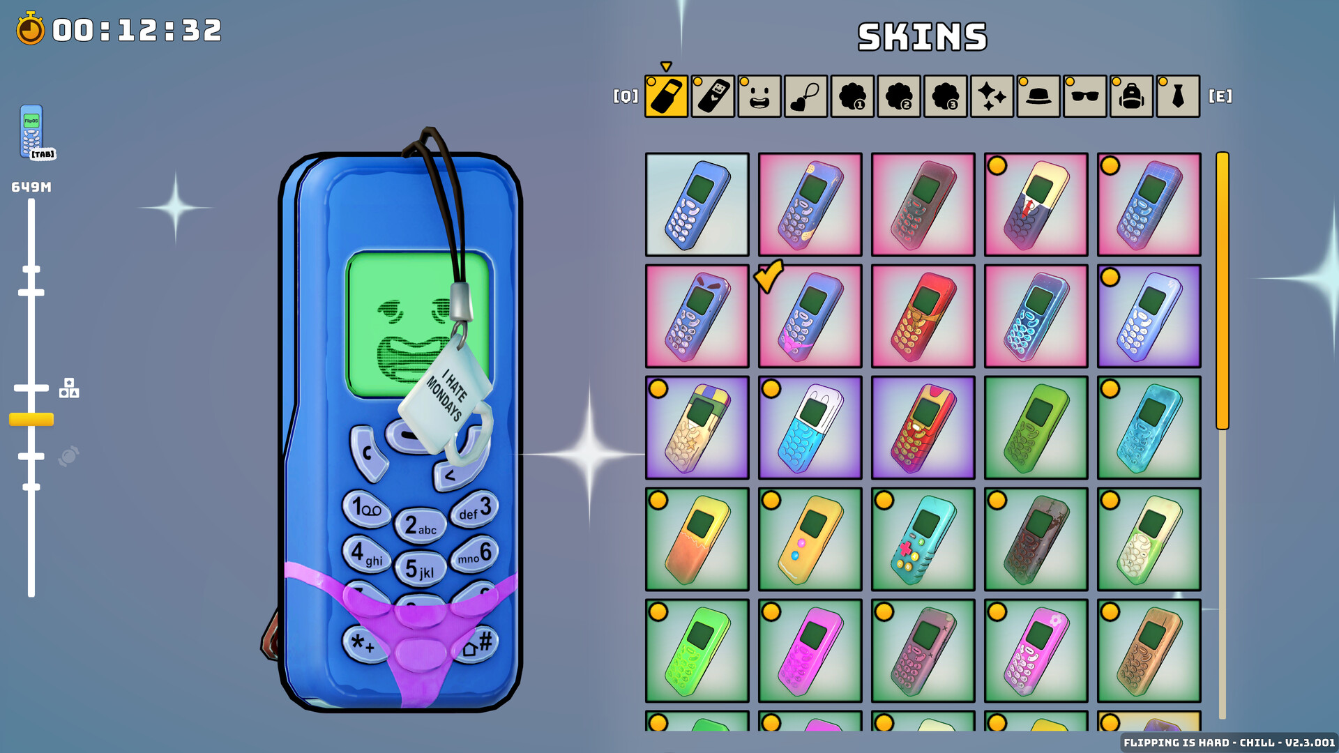 Flipping is Hard review — Flippy the phone balances on a ledge high above a long fall